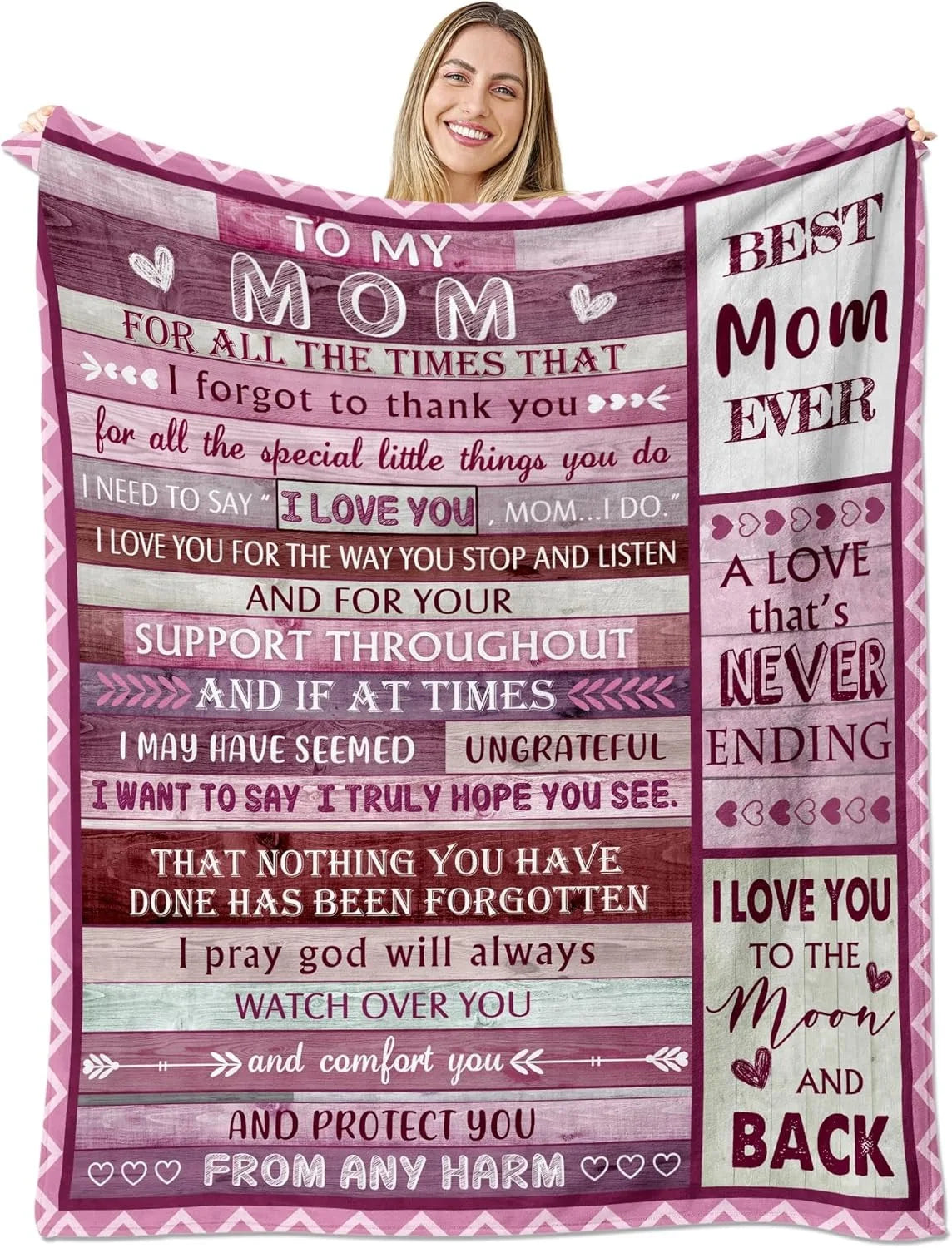 Gift for Mom Flannel Throw Blanket with Loving Message