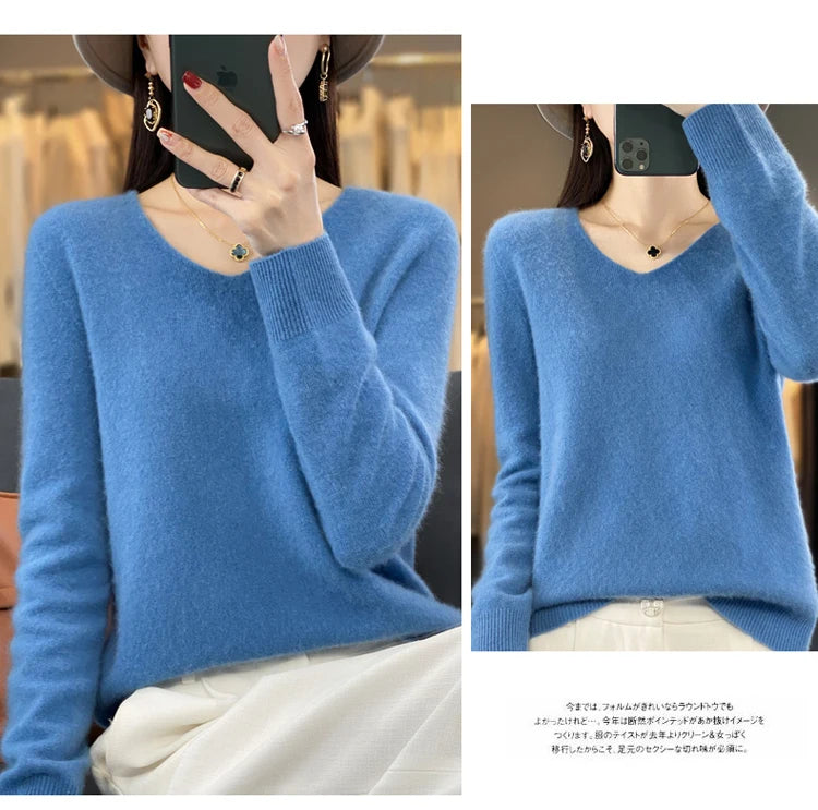 Women's Merino Wool V-Neck Sweater