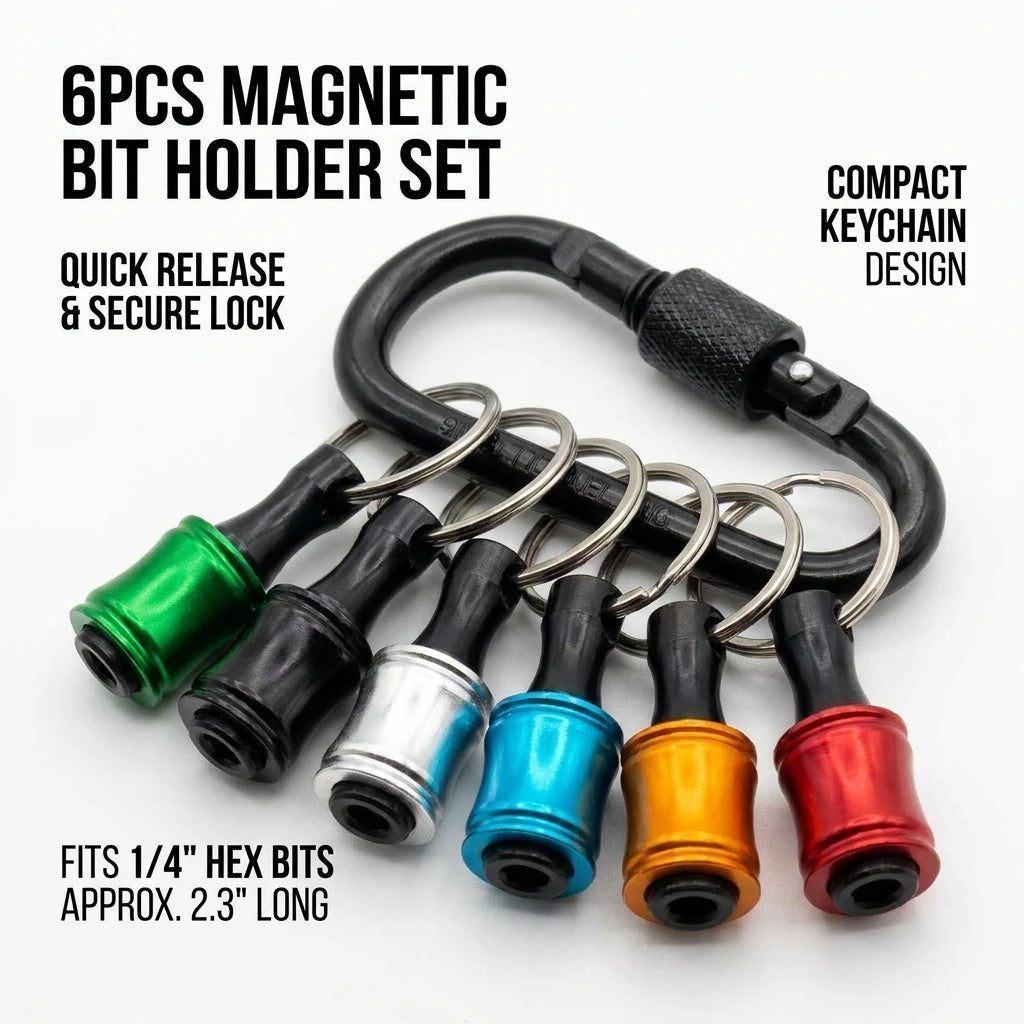 6PC Hex Handle Screwdriver Set Quick-Change Color-Coded Extension Rods Key Chain