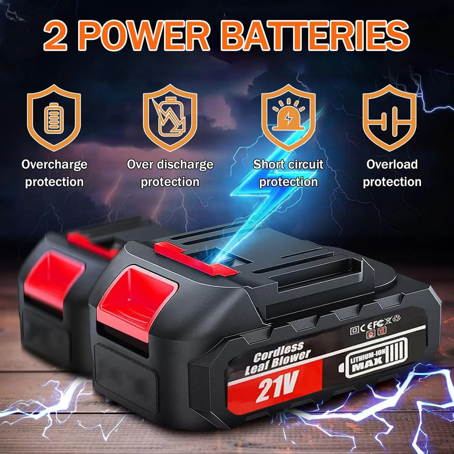 Portable Electric Leaf Blower Cordless - Lightweight Stepless Speed 2 Batteries for Dust/Leaves/Drying
