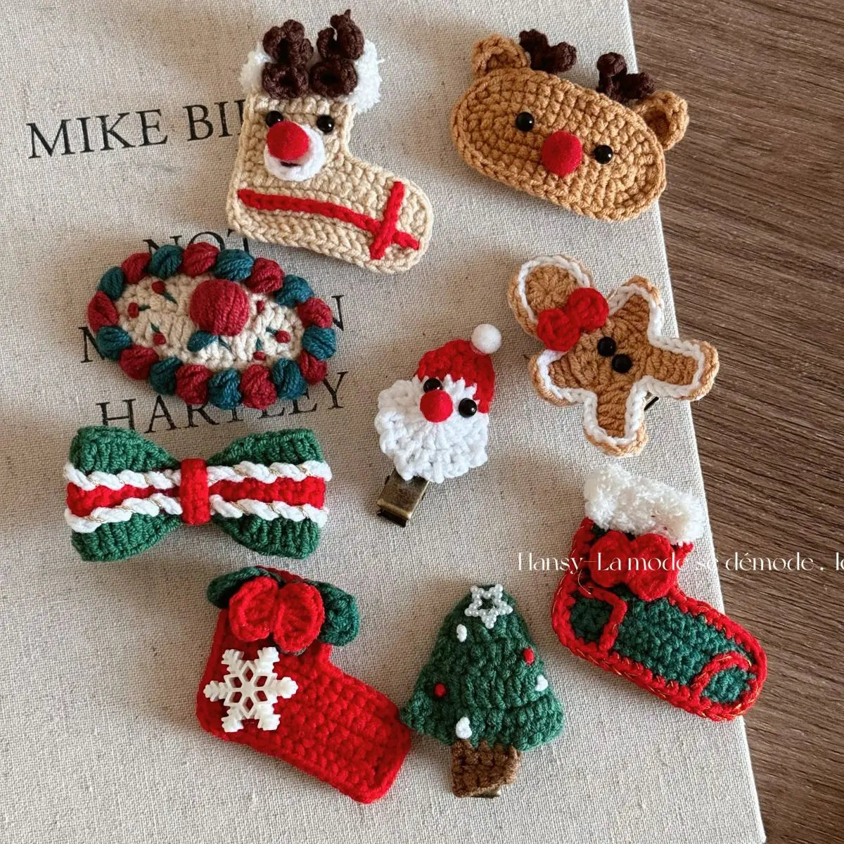 2025 Cute Crochet Hair Bow Christmas Hair Clips Knitted Hair Pins Santa Hairpins Duckbill Clip Barrettes Girls Hair Accessories