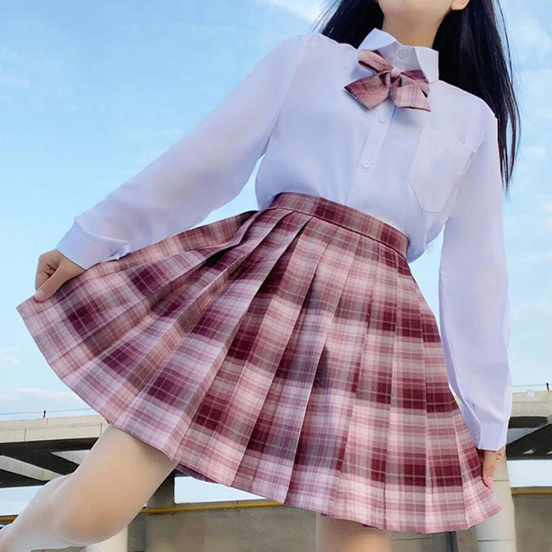 ZOKI Plaid Pleated Mini Skirt – Bow Knot High Waist Preppy Style | Harajuku Aesthetic Women's A-Line Dance Skirt | S-XXL