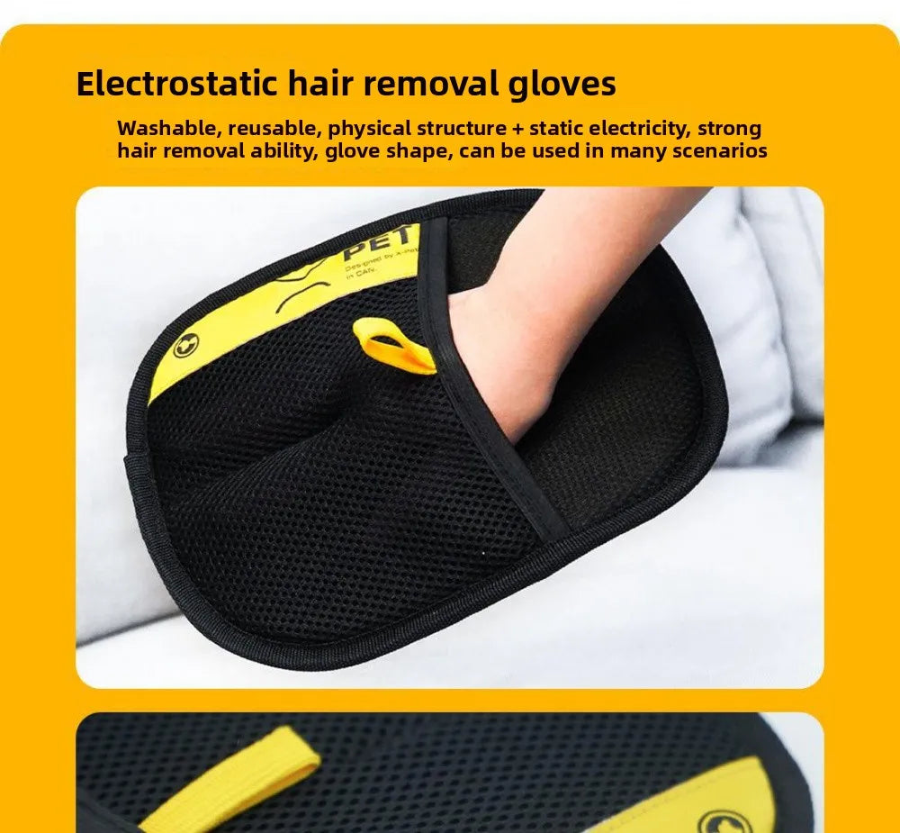 Pet Hair Removal Kit – Sticky Roller, Static Brush & Grooming Gloves for Cat & Dog Fur on Furniture, Car & Clothing