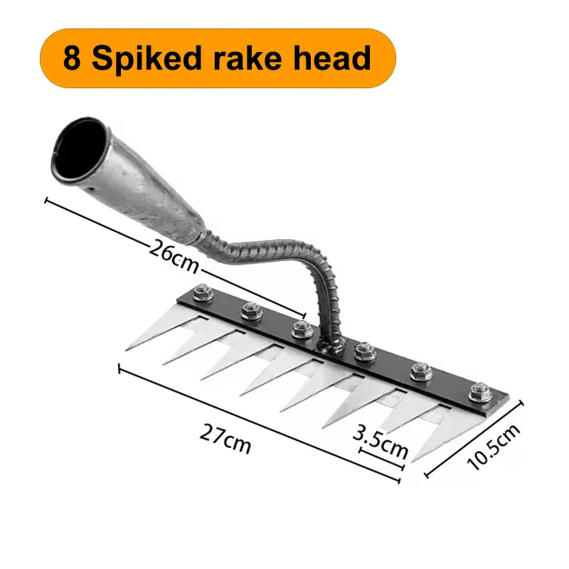 Iron Gardening Hoe & Weeding Rake — 5–8 Tooth Soil-Loosening Farm Tool