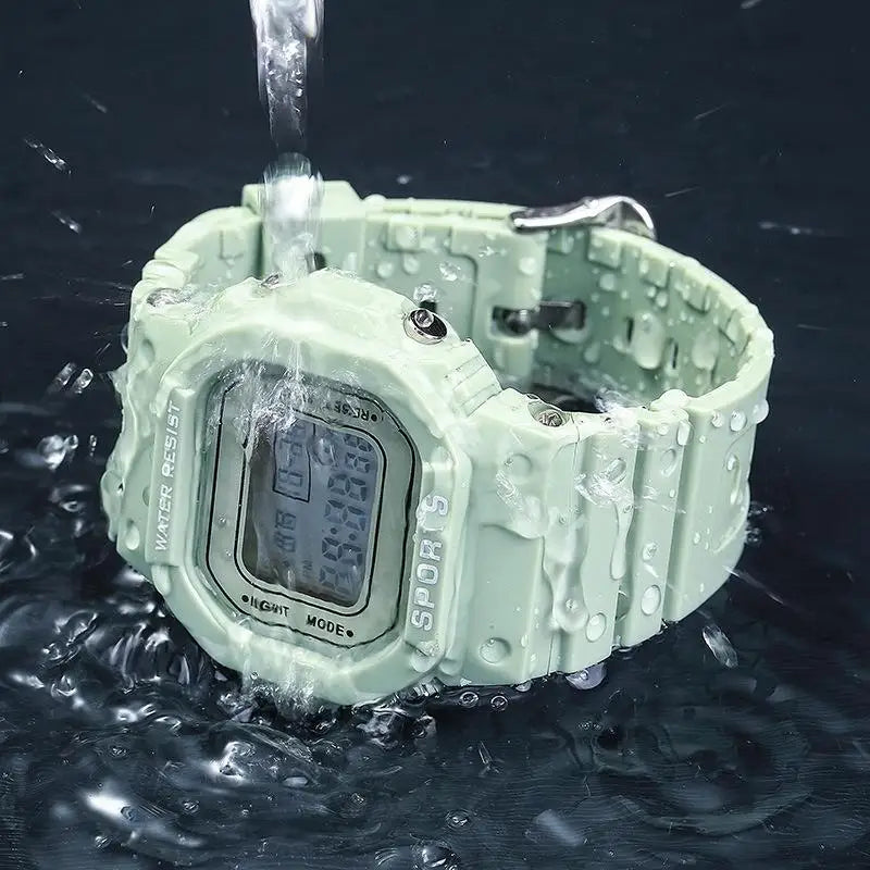 LED Sports Watch for Boys & Girls Student Electronic Square Digital Waterproof Rubber Clock Colorful Men Women