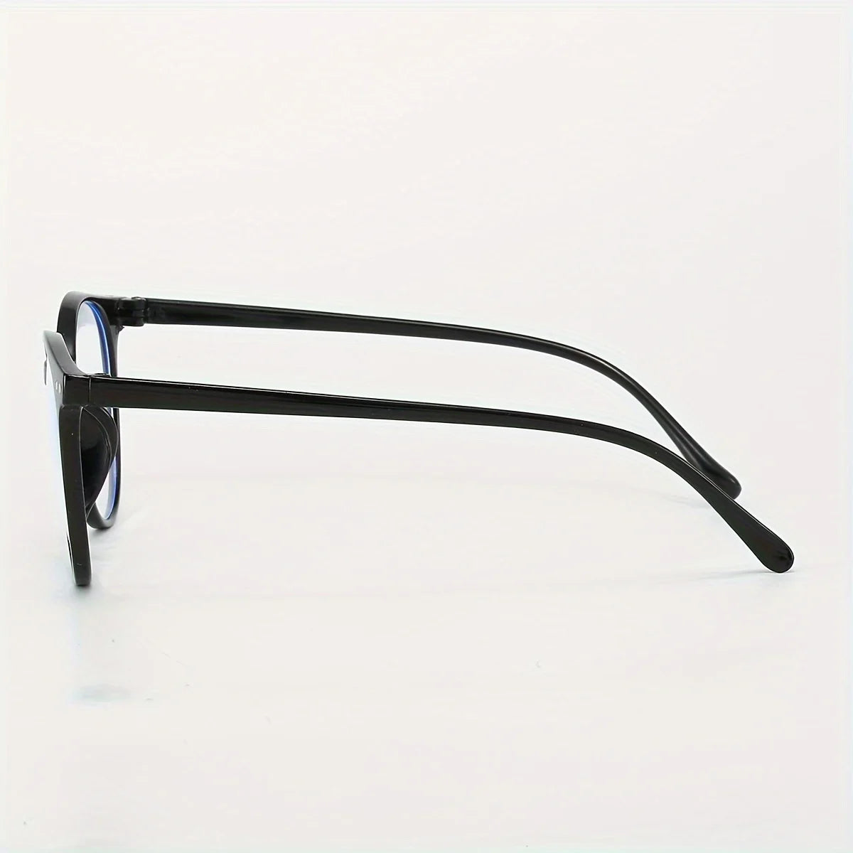Women's Retro Oval Frame Glasses with Metallic Studs - Black