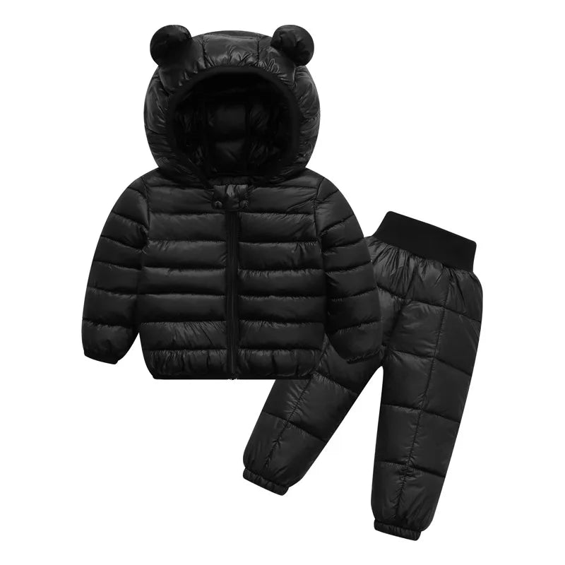 Kids Hooded Puffer Jacket and Pants Snowsuit - 2-Piece Winter Set - photo 3