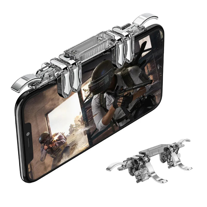 6 Fingers Cell Phone Gamepad Joystick Controller Z06 for PUBG Aim Shooting ABS Key Button Game Trigger for IOS Android Universal