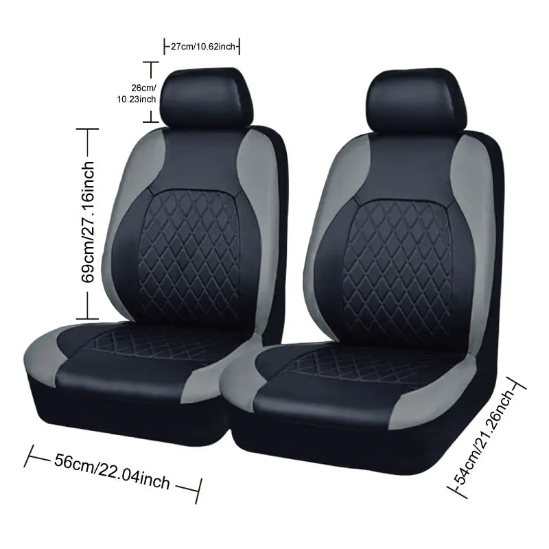 All-Season Quilted PU Leather Car Seat Cover, Waterproof Set