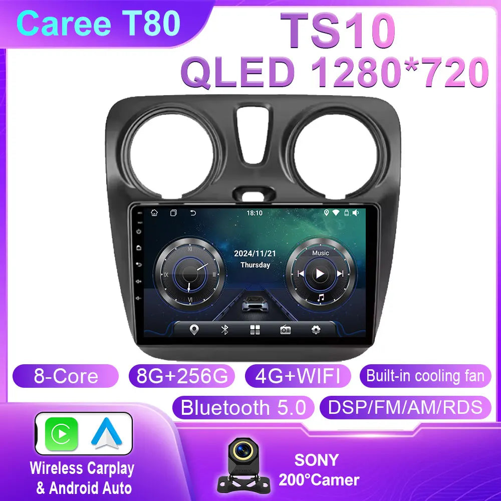 Car Stereo with Apple CarPlay & Android Auto, Compatible with Renault Dokker, Lodgy & Dacia