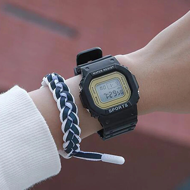 YIKAZE Sports Watch Boys Girls Student LED Electronic Watch Colorful Men Women Square Digital Watches Waterproof Rubber Clock