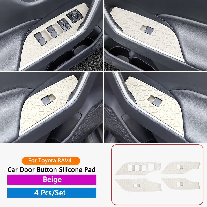 Car Window Lift Button Panel Silicone Mat Protect Anti-slip Door Button Panel Pad Fit For Toyota RAV4 20-25 Interior Accessories