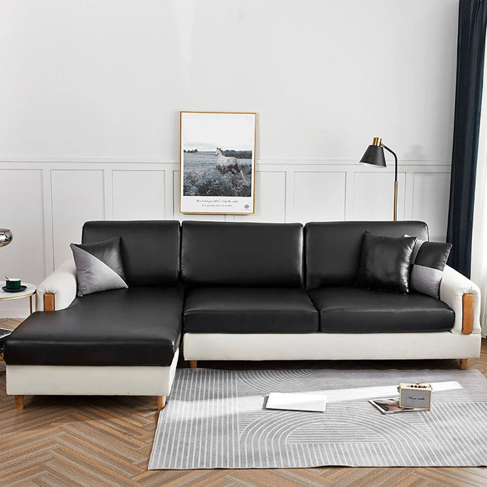 Waterproof PU Leather Sofa Seat Cushion Cover For Living Room Furniture Protector L Shape Corner Armchair Couch Slipcovers