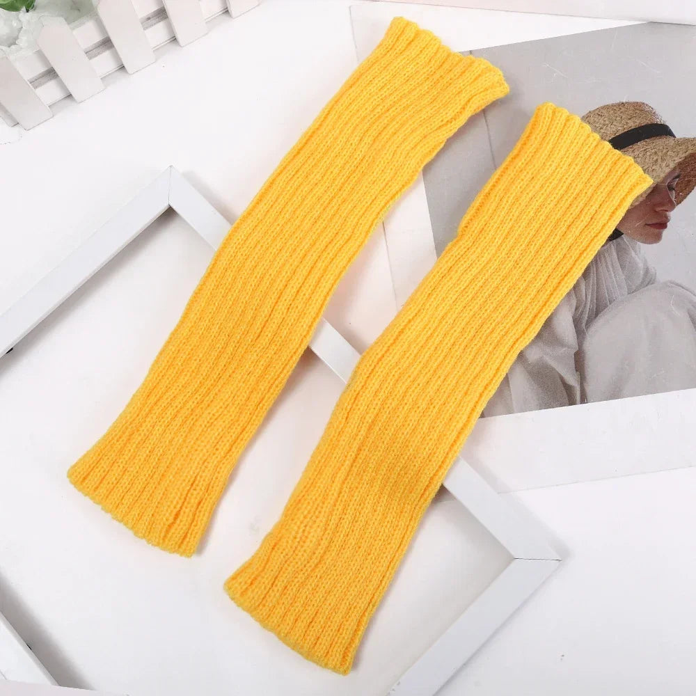 Women's Long Fingerless Knit Gloves - Arm Warmer Sleeves - photo 9