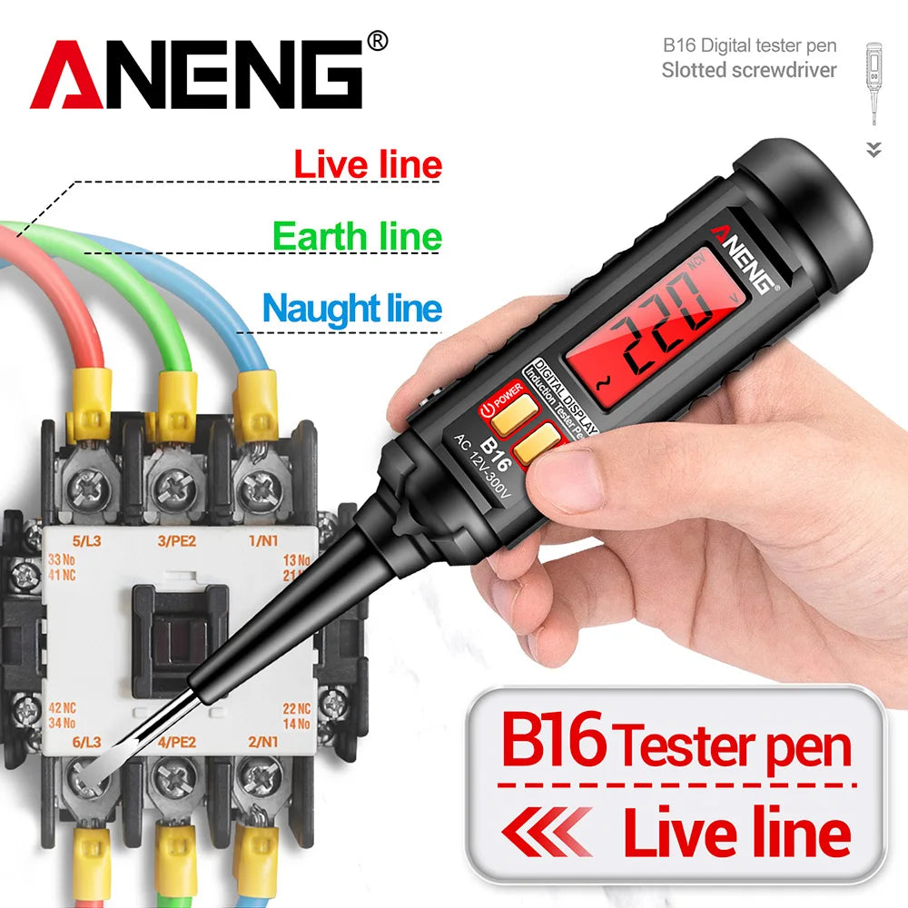 ANENG B16 Voltage Tester Pen 12V-300V Non-Contact Induction  Detector NCV Voltage Sensing Test Meter Breakpoint Finder Tool