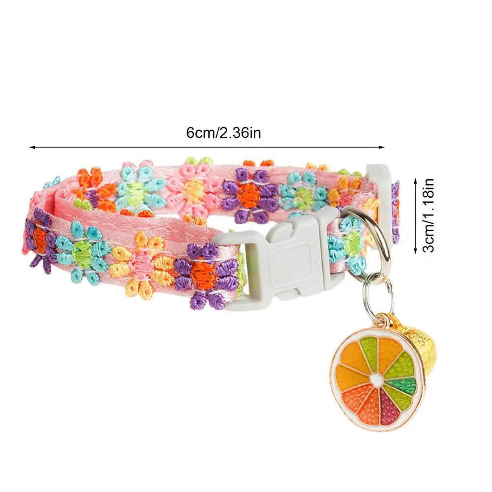 Cute Cat Collar Soft Cute Lace Embroidery Adjustable Lead with Bell Summer Cat Collar for Daily Home Yard Camping Indoor Spring