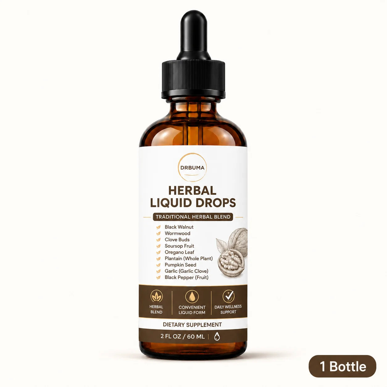 Natural Herbal Liquid Drops 60ml 2 oz, easily integrated into daily health regimens, daily health support for adults, traditional herbal formula, daily plant-based energy boost