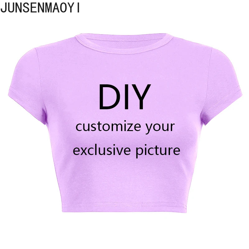 2026 New Summer Short Sleeve O Neck Your Exclusive DIY Print Pattern Customize Cropped Navel Women Crop Tops Fashion T-Shirt