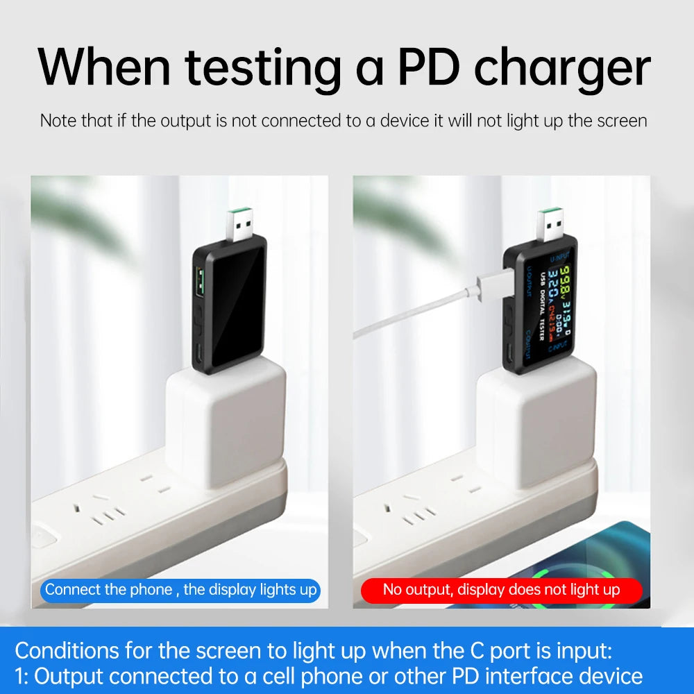 Fast Charging Tester 10 in 1 USB 4.5-36V 0-8A Voltmeter Current Voltage Meter Volt Ammeter Detector Power Bank Charger Indicator