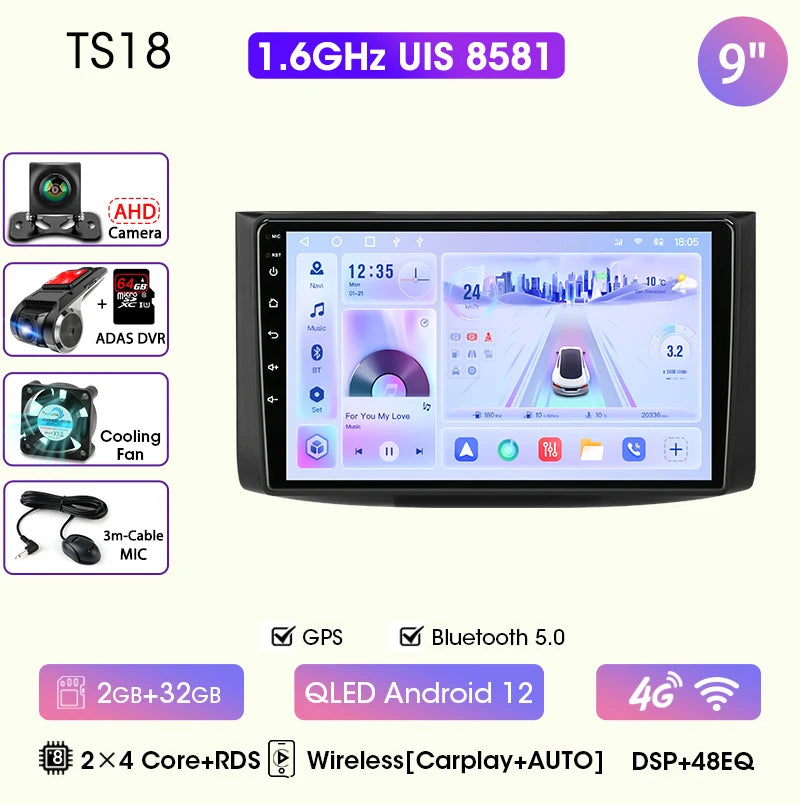 JMCQ Car Radio For Chevrolet Aveo 2006 2007 2008 2009 2010 2011 2012 2din Android12 Carplay Multimidia Video Player Head Unit