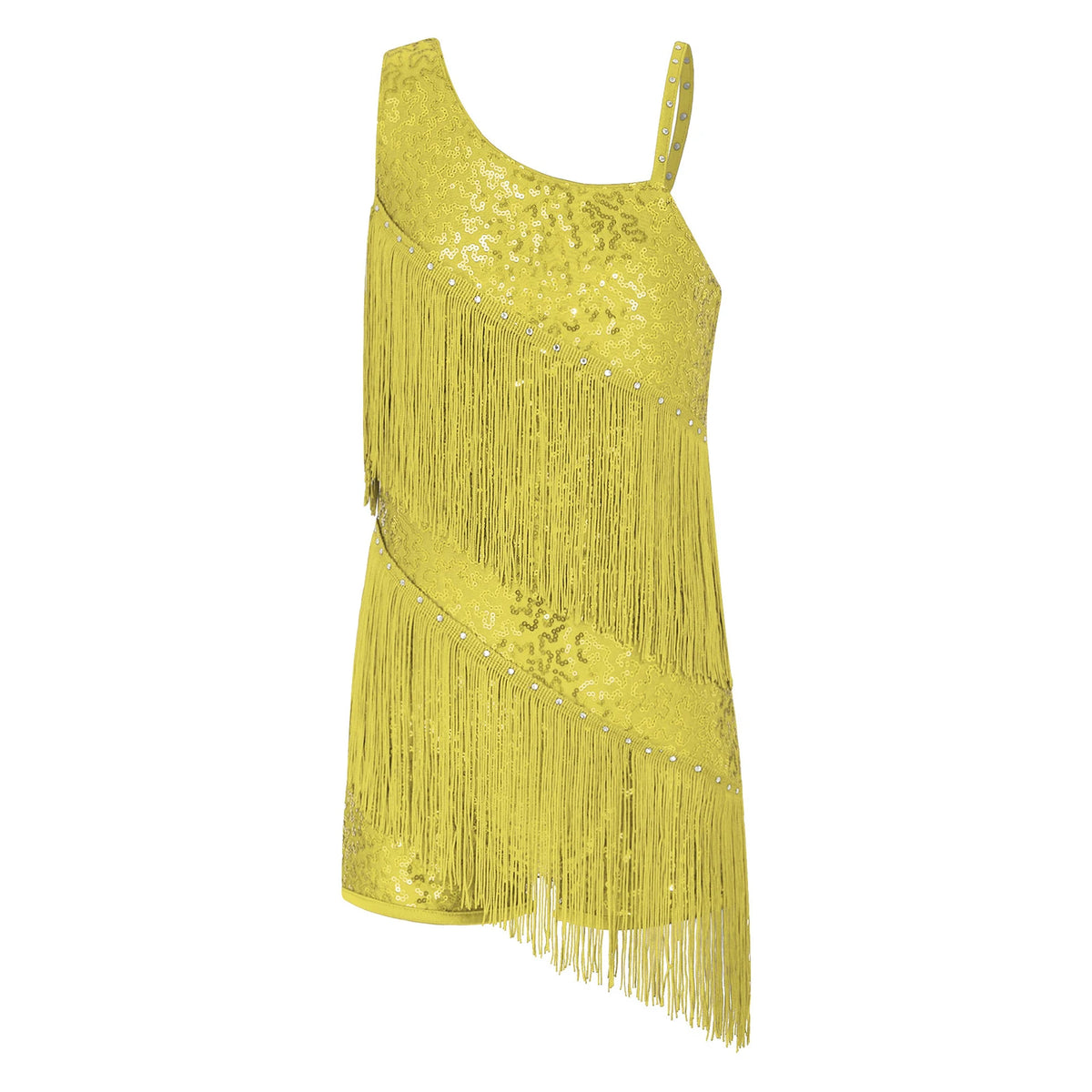 Girls sequin tassel Latin dress with shorts