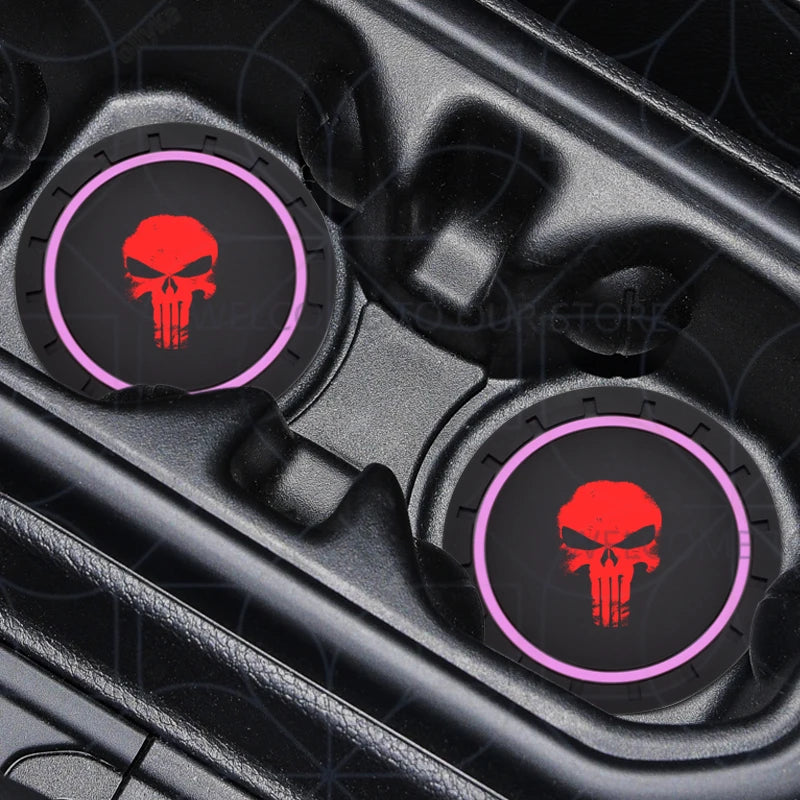 Skull Logo Cup Holder Coasters (2-Pack) - Jeep Wrangler, Dodge Challenger & RAM