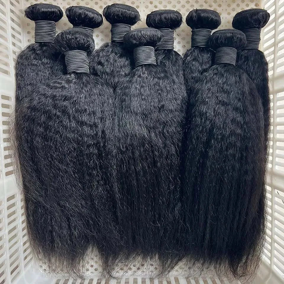 28 30Inch Brazilian Kinky Straight Human Hair Bundles 15A Virgin Human Hair Extension 3/4Pcs Hair Wefts Yaki Straight Human Hair