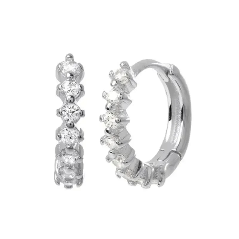 925 Sterling Silver Tassel Hoop Earrings for Women - White Zircon