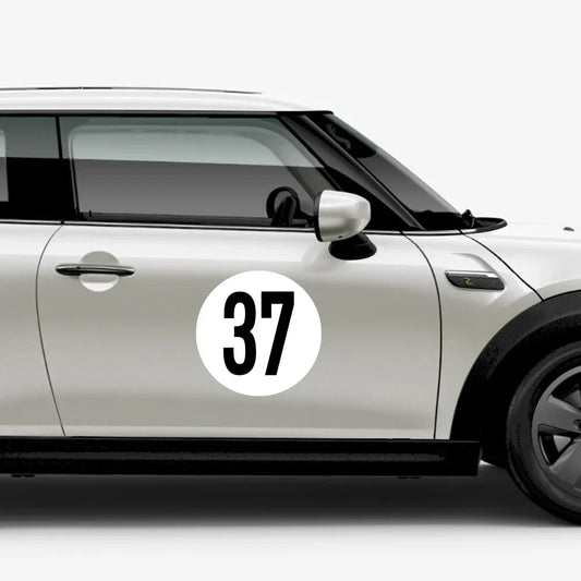Car Door Side Number 37 Racing Decal – Compatible with MINI Cooper Countryman, Clubman, F55 F56 F60 R55 R56 R60 R61