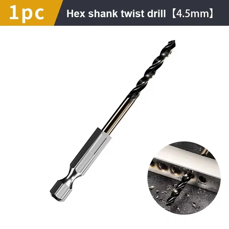 1.5-7.5mm Hex Shank Twist Drill Bit Wood Metal Hole Cutter Core Drilling Tool Cobalt Carbide Tip Flat Drill Bits HSS