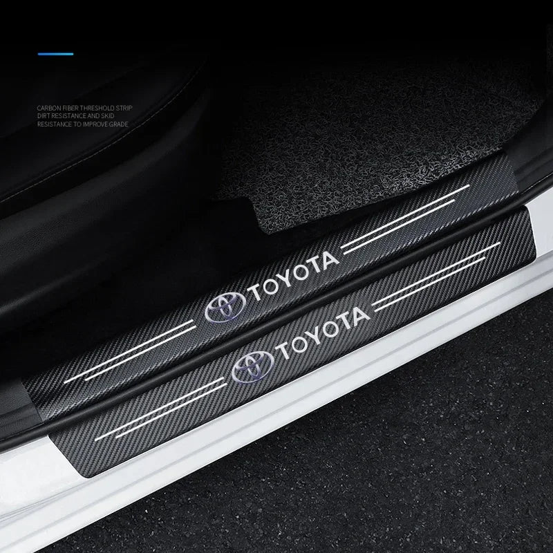 Carbon Fiber Car Door Sill Protector Threshold Stickers For Toyota Corolla Yaris Rav4 Camry Avensis Auris C-hr Prius Vios AYGO