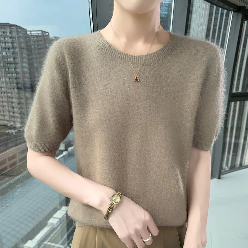Women's Short Sleeve Knit Sweater Top