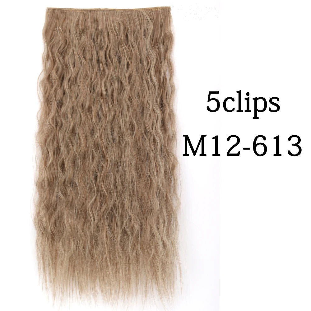 Synthetic 5 Clip In Hair Extensions Long Curly Hairstyle Hairpiece Natural Brown Black 80cm Heat Resistant  Fake Hair For Women