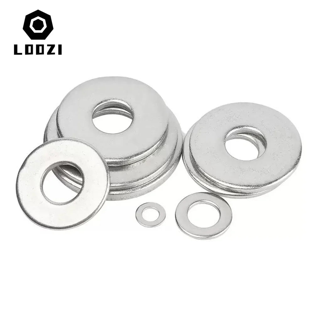 304 Stainless Steel Flat Washer M1.6 M2 M2.5 M3 M4 M5 M6 M8 M10 M12 M14-M22 Metal Gasket Meson Sealing Plain Washers Spacer Shim