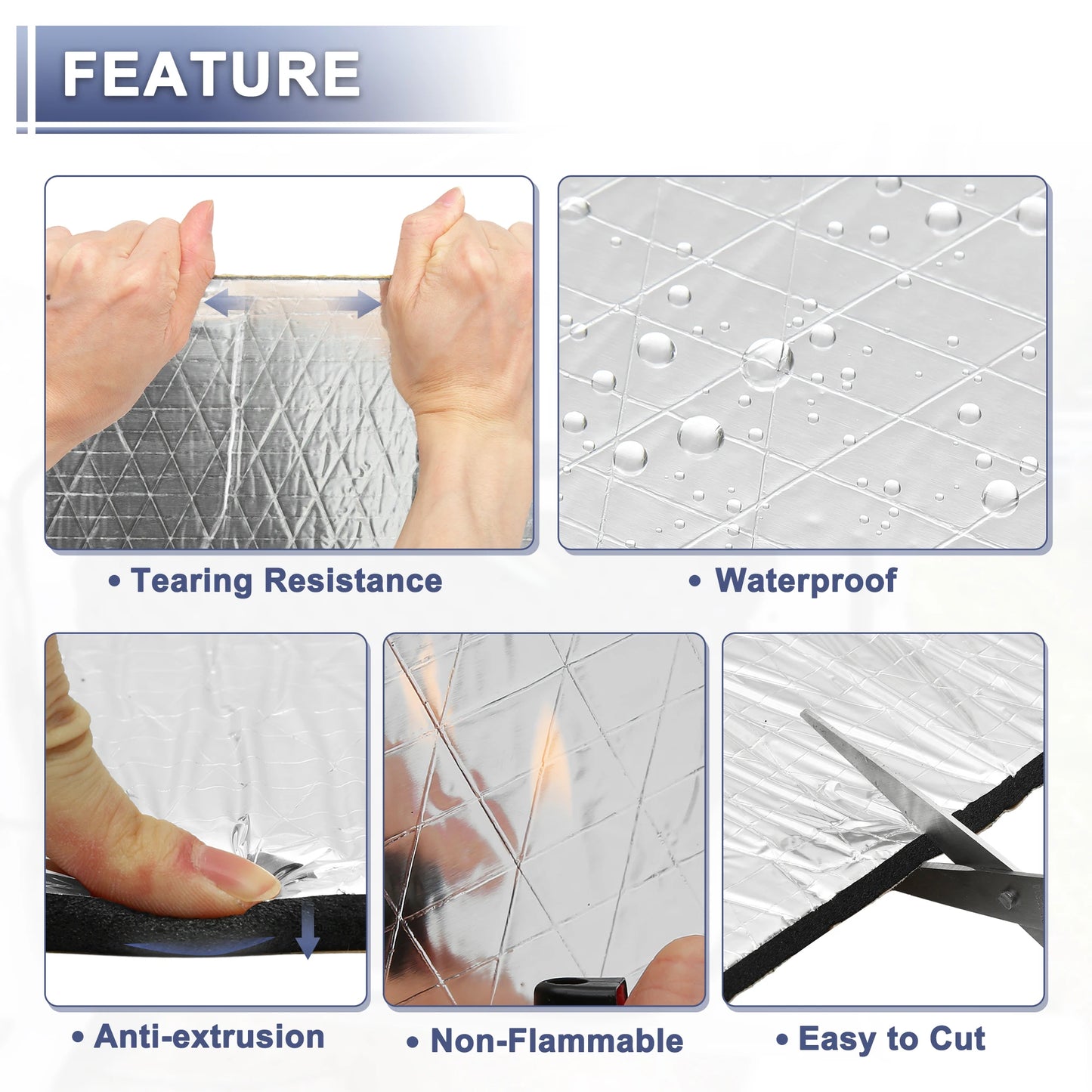 Uxcell Car Firewall Heat Sound Deadener Insulation Mat Aluminium Coating Cotton Self-adhesive Noise Insulation 5mm 10mm