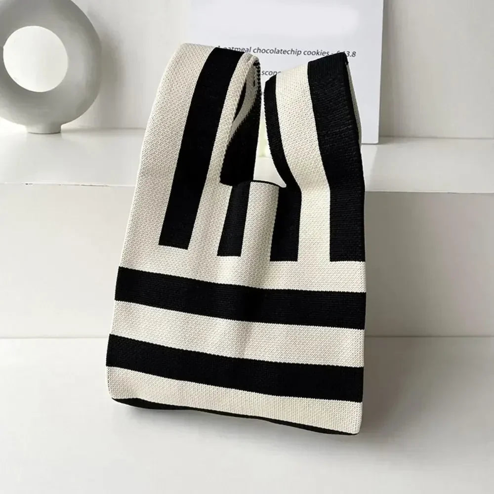Cat Knit Handbag Fashion Knit Handmade Shopping Bags High-capacity Knot Wrist Bag Girls