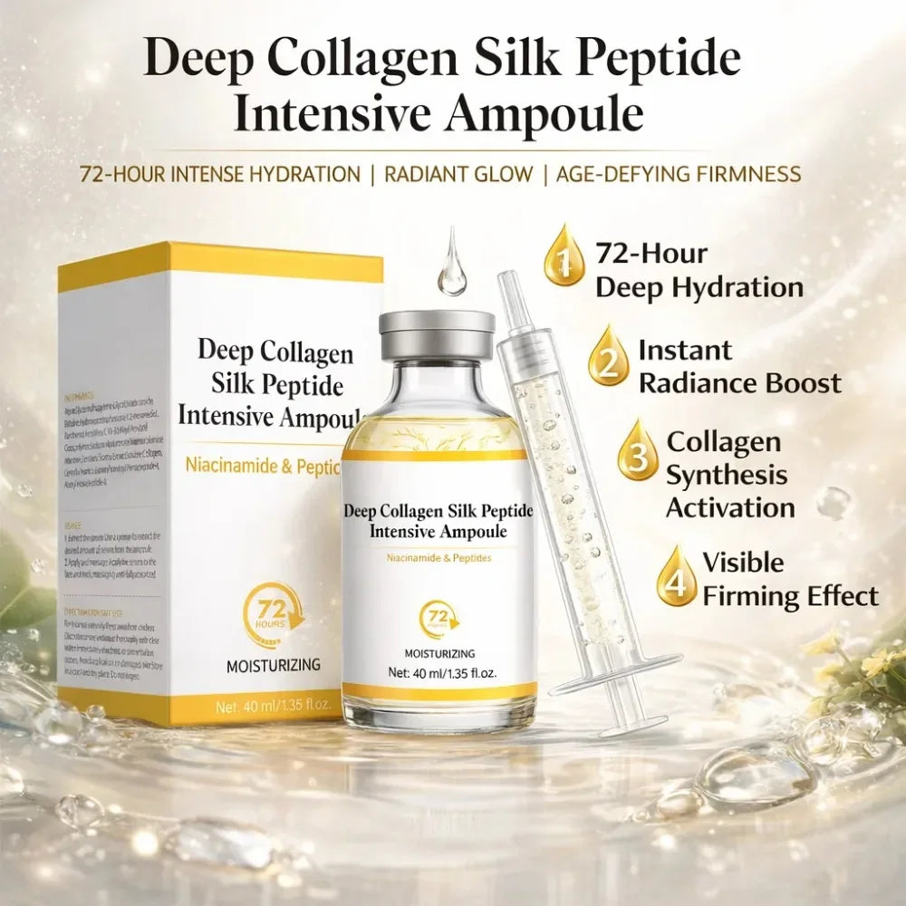 rrAmpoule intensive au collagène et aux peptides de soie, hydratant profond, renforce la peau, lifting, resserrement et fermeté,