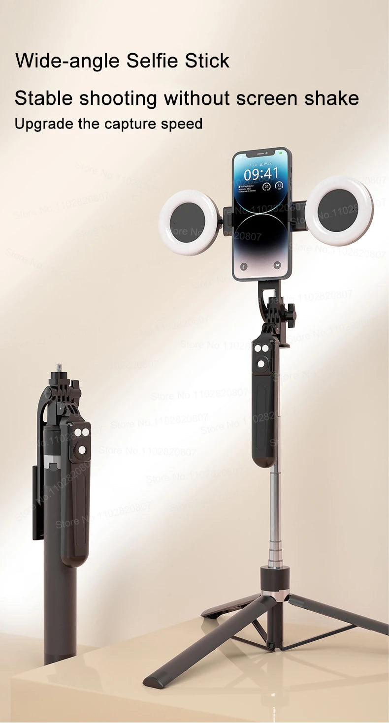 1.7M Extendable Bluetooth Selfie Stick Tripod – Wireless Remote & Fill Light for TikTok Live Streaming