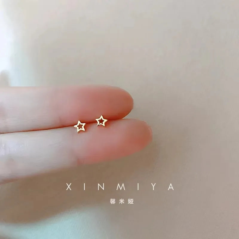 Korean Minimalism Gold Color Small Leaf Butterfly Stud Earrings for Women Hypoallergenic Daily Wear Ear Girls Pierc Gifts