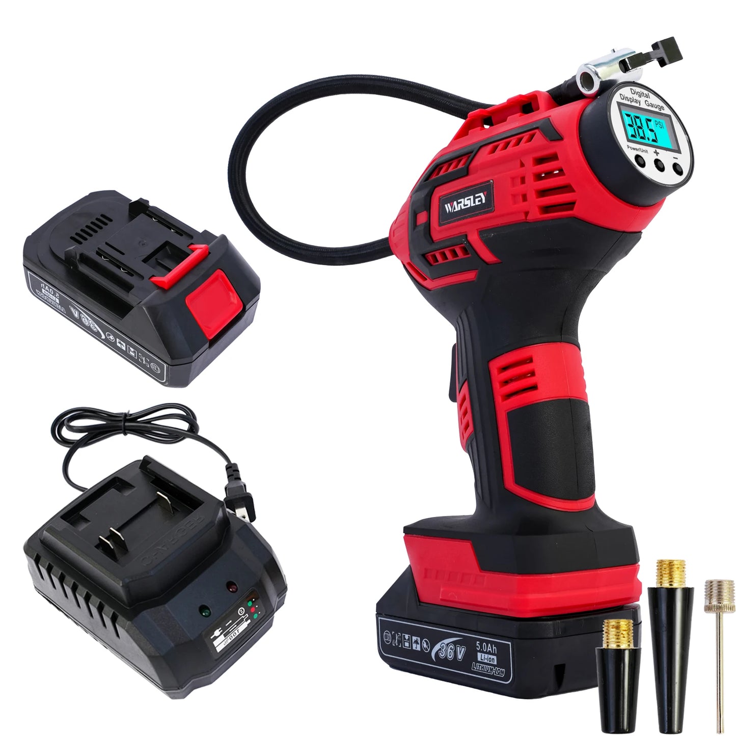Air Compressor 20V Car Tire Inflator Air Pump Portable 12V Car Adapter Digital Display for Car Motorcycle Bicycle Tires Balls