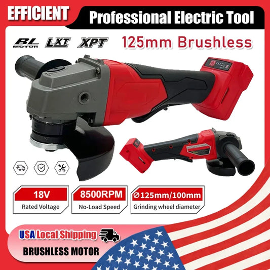 Fit Milwaukee 125mm Brushless Angle Grinder Polishing Cutting Machine No-Lock Paddle Switch Electric Cordless Power Tools