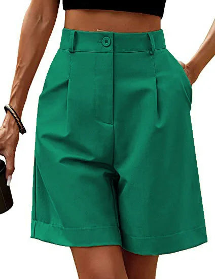 Women's High-Waist Wide-Leg Casual Shorts – Loose Slimming Straight Breathable Street Trend Five-Point Pants