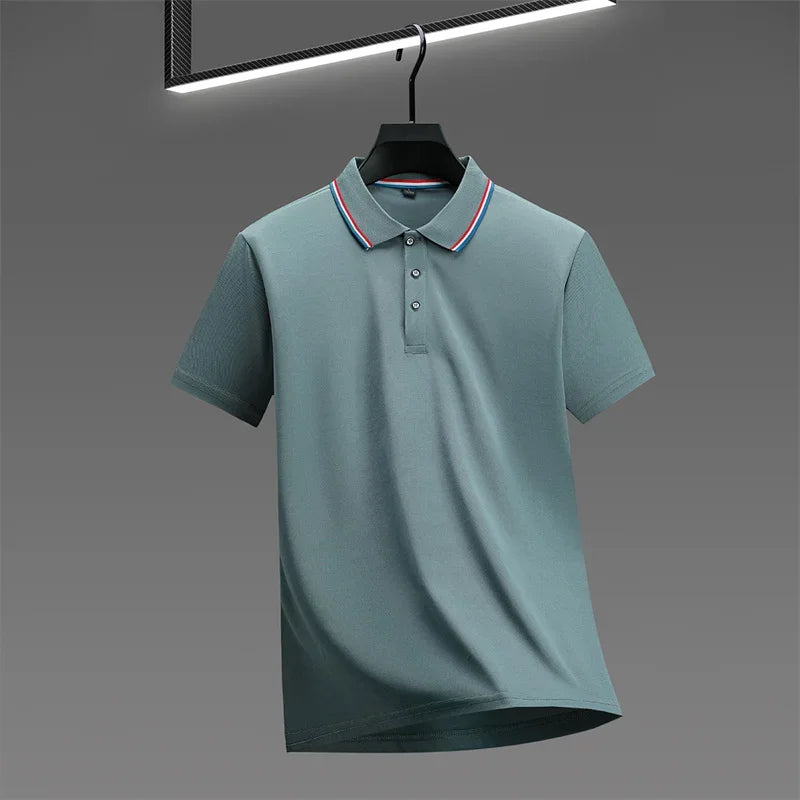 Men's Solid Polo Shirt - Anti-Wrinkle Knit, Versatile Summer Top