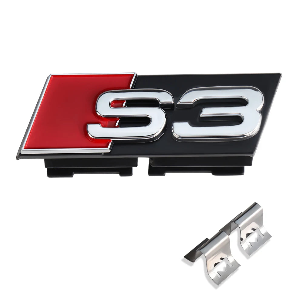 1pc ABS Car Styling Grill Front Hood Badge Grille Emblem Buckle Decoration For Audi S3 S4 S5 S6 S7 Logo Sticker Auto Accessories