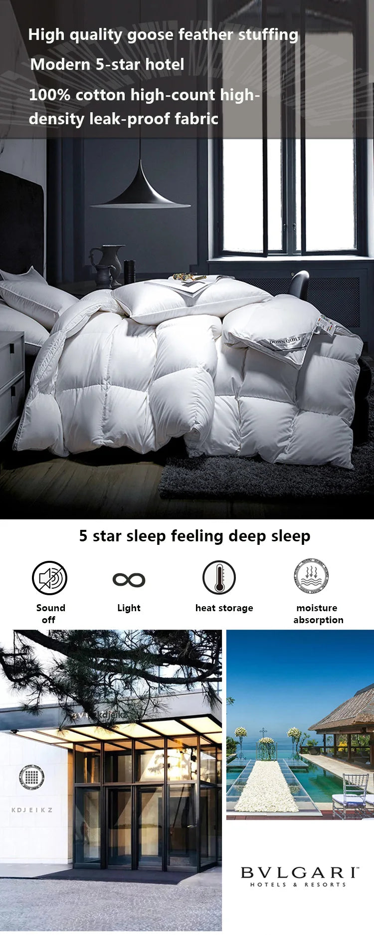 Goose Down Duvet, Quilted Winter Comforter