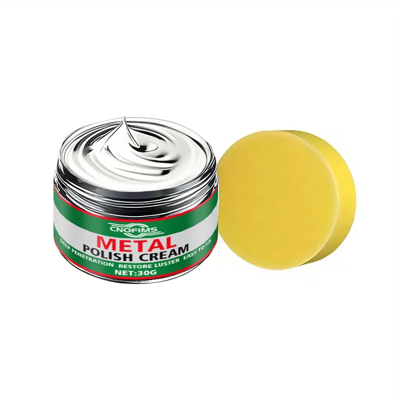 Heavy-Duty Metal Polish & Restoration Cream – Lemon-Scented Shine for Car, Motorcycle, Kitchen & Bath