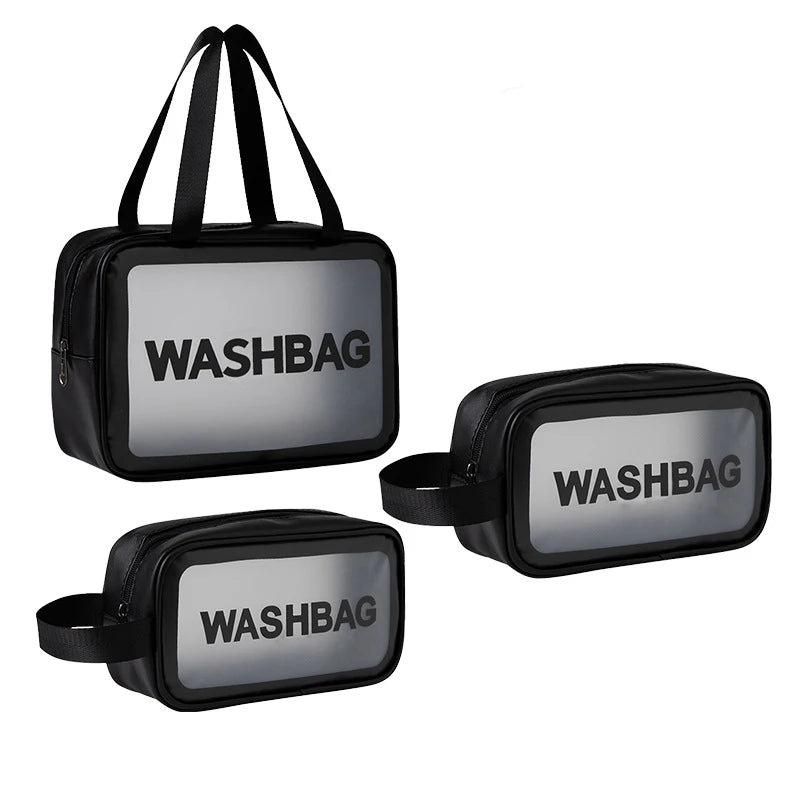 Large Capacity Makeup Bag Transparent PVC Waterproof Travel Toiletry Bag Cosmetics Organizer Storage Tote Clear 3Pcs Wash Bags