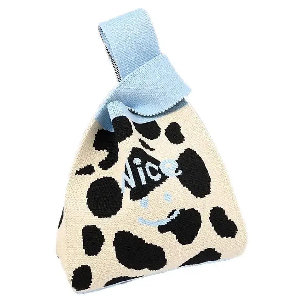 Cat Knit Handbag Fashion Knit Handmade Shopping Bags High-capacity Knot Wrist Bag Girls