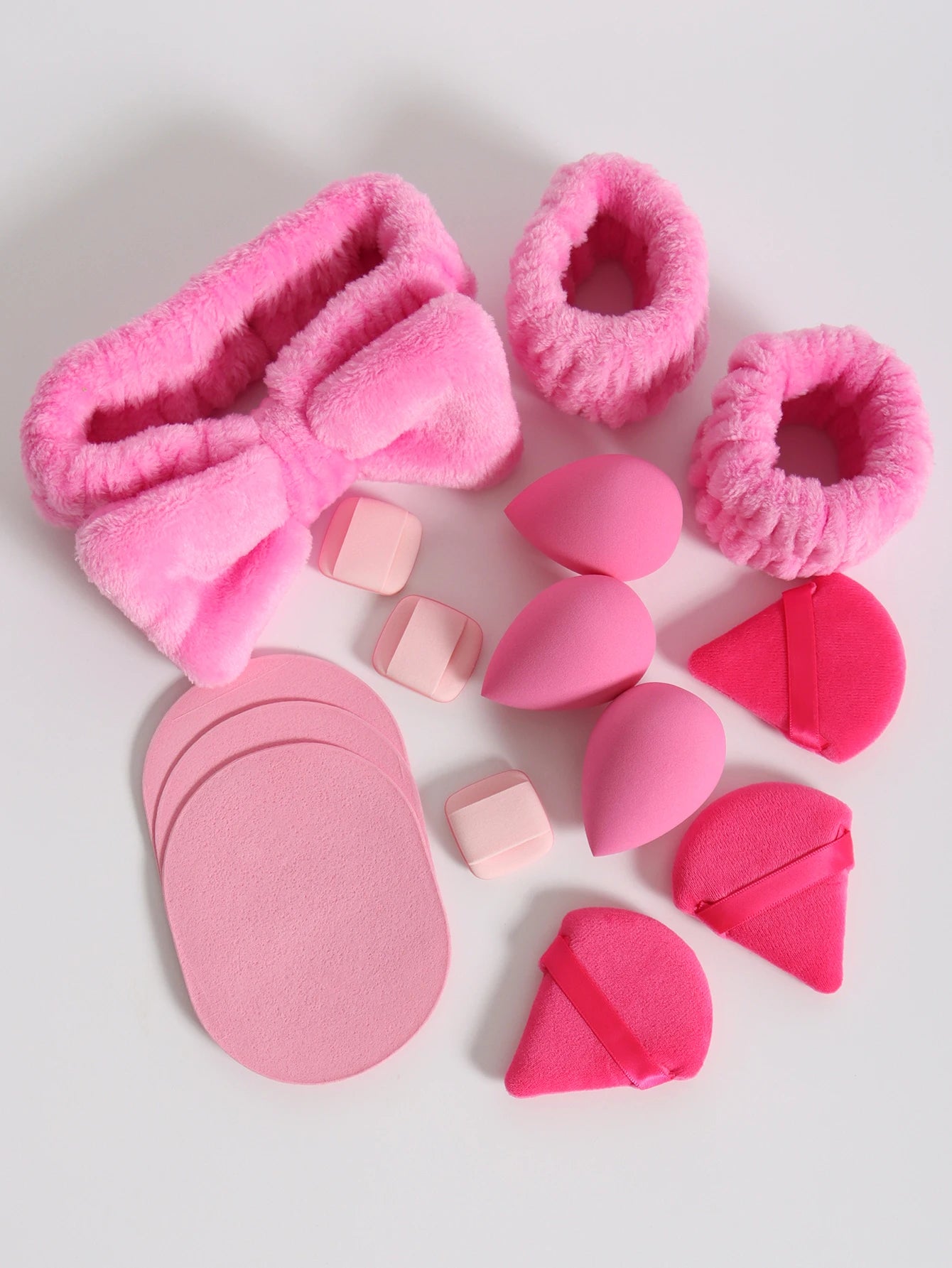 15Pcs Cosmetic Puff Makeup Sponge Blender Beauty Egg Foundation Sponges Puff Wash Face Headband Wristband Make up Accessories