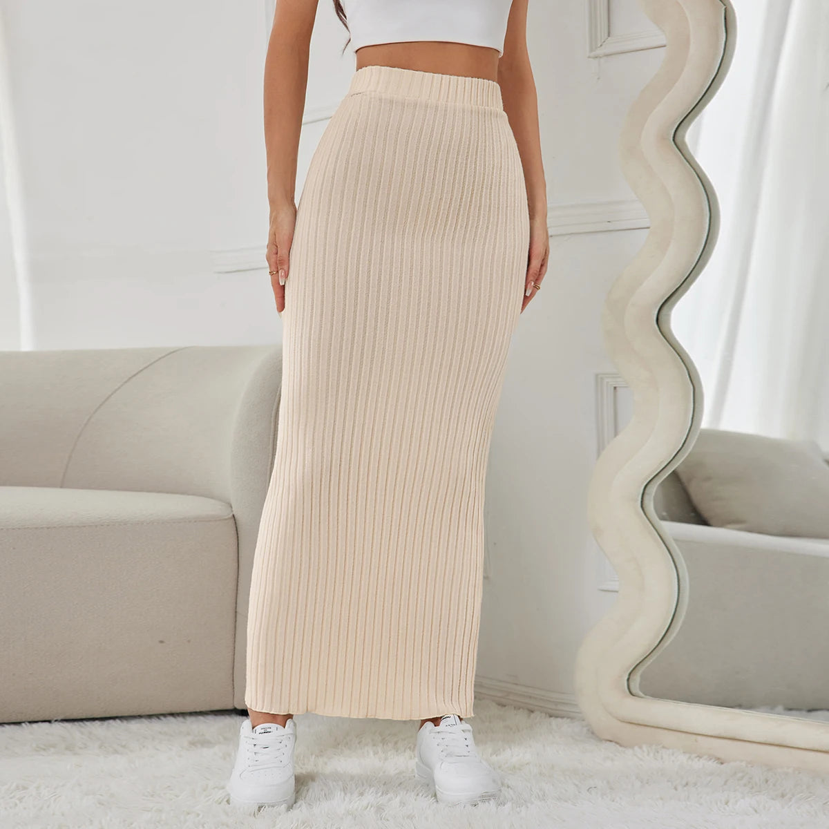 New high-waisted side Slim knitted half-skirt women's casual dress half-skirt